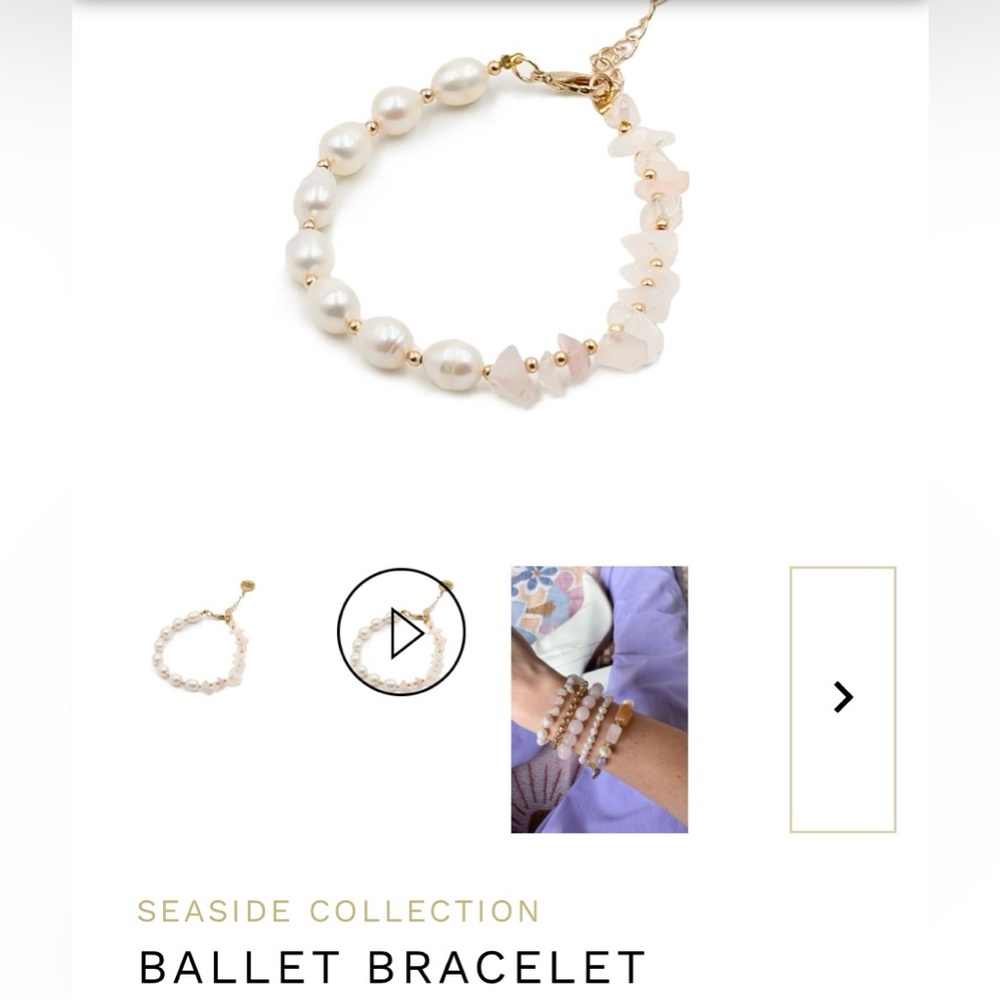Kinsley Armelle Seaside Collection Ballet Bracelet Rose Quartz & Mother of Pearl